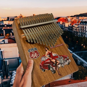 Painted Kalimba- Route66 17 Key Mahogany Kalimba African Thumb Piano Finger Percussion Keyboard Music Instruments