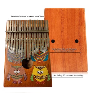 Painted Kalimba OWL 17 Key Mahogany Kalimba African Thumb Piano Finger Percussion Keyboard Music Instruments image 2