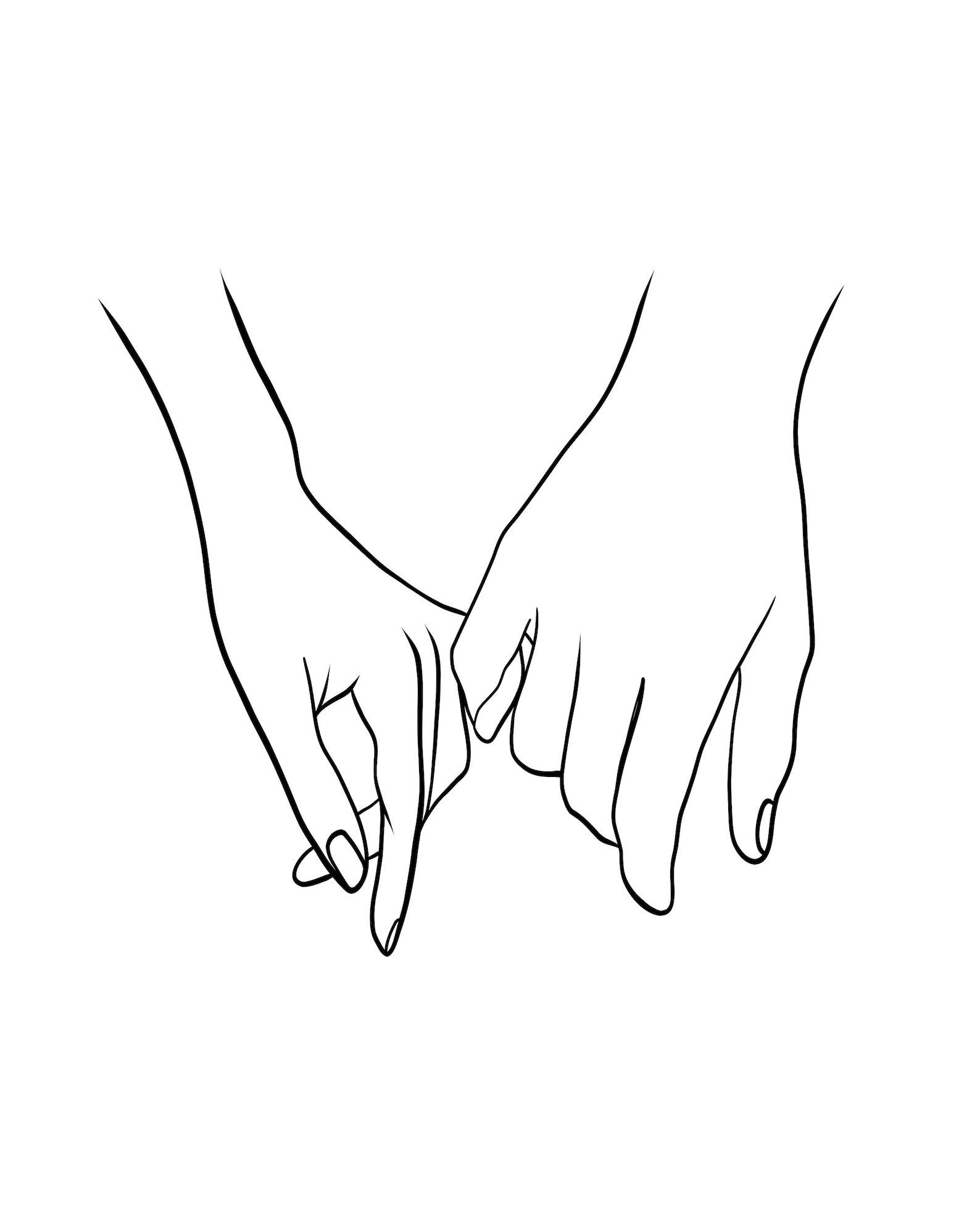 Holding Pinky Finger Holding Hands Line Art Print Line - Etsy