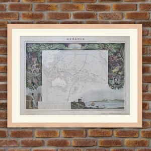 Große farbige Karte - Französisch Abteilung - OCEANIE - 1850 Gravur Atlas Levasseur - 19.5x14.4in - Dekoration, Druck
