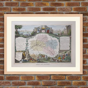 Große Karten - Französische Abteilung - LOIRET - 1850 Gravur Atlas Levasseur - 19.5x14.4in - Dekoration, Druck