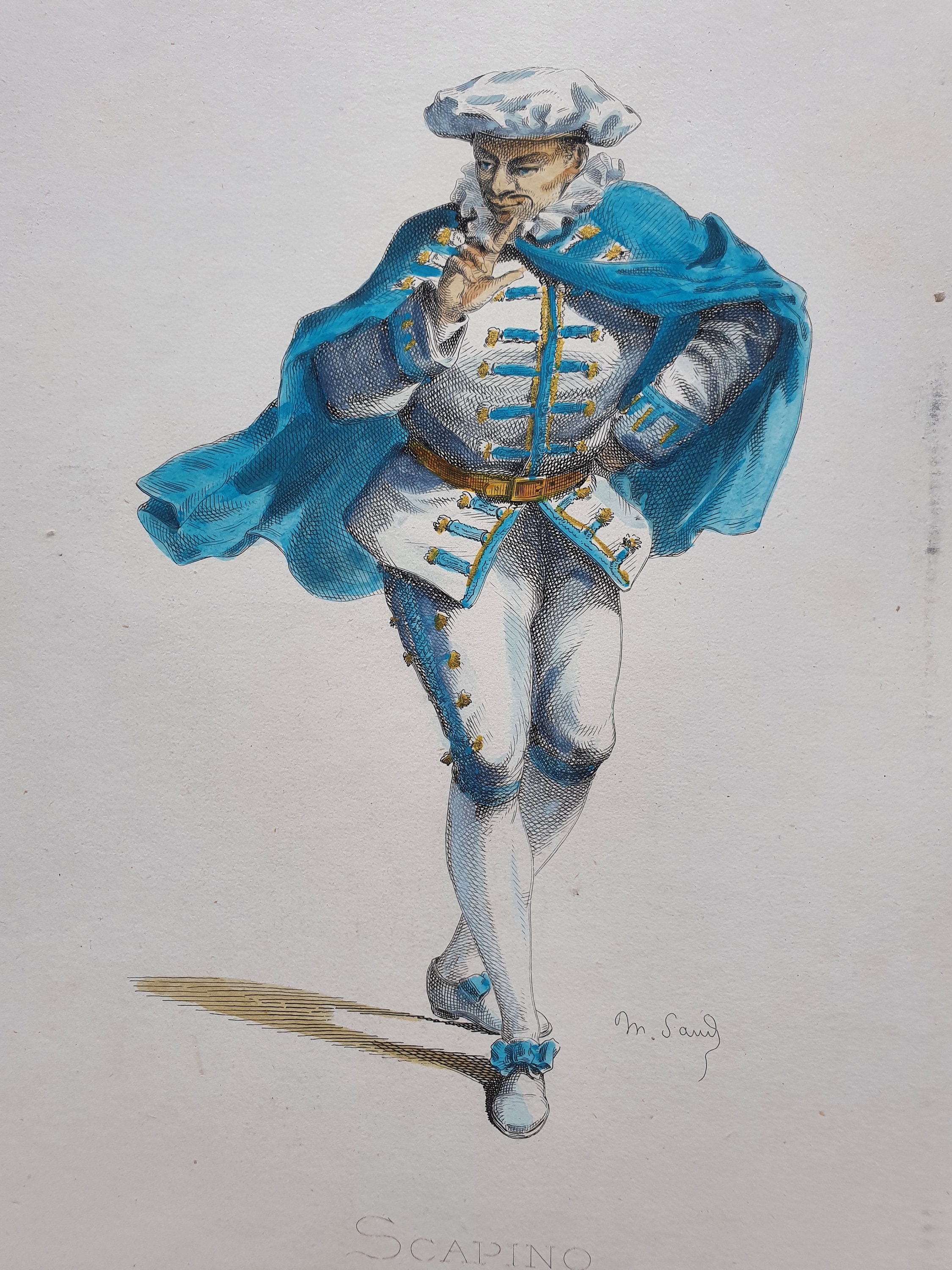 Theater Costumes Scapino 1716 M. Sand 1860 Commedia Dell arte Hand