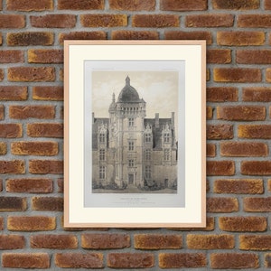 1864 Lithograph - French Castles - Château de Saint-Ouen (Seine-Saint-Denis) - V. Petit, Architecture - 21.7x15.2in - Large Prints