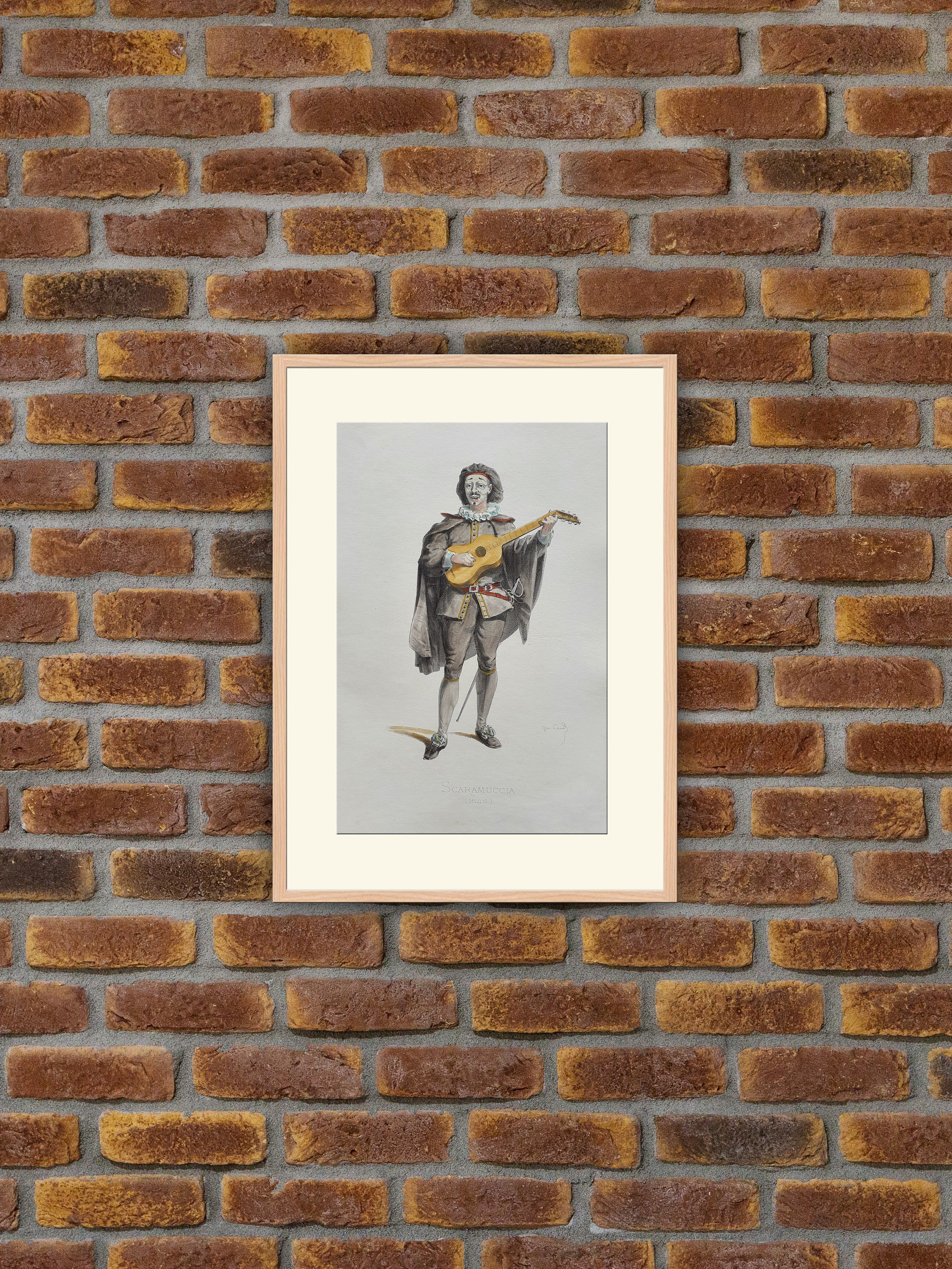 Théâtre - Masques et Bouffons Scaramuccia | 1645 M. Sand Commedia Dell'arte 1860 Gravure Couleurs