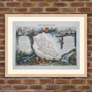 1850 Gravure Atlas Levasseur - Grote kaart Frans Departement - Vaucluse - 19.5x14.4in - Decoratie, Print