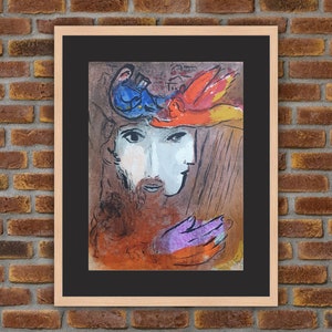 1956 Marc Chagall - La Bible - David et Bathsheba  - Original Lithograph / Mourlot Publishers - 14x10.2in - Decoration, Print
