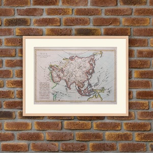 Gravure 1762 - Cartographie - Atlas - Asie (Chine, Russie, Moyen-Orient, Inde, Indonésie, Australie) - Rigobert BONNE