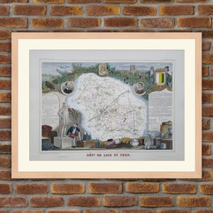 1850 Gravur Atlas Levasseur - Große Karte Französische Abteilung - Loir-et-Cher - 19,5x14,4in - Dekoration, Druck