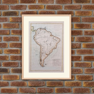 Gravure 1762 - Cartographie - Atlas - Amérique Méridionale : Amérique du Sud (Chili, Paraguay, Brésil, Amazones) - Rigobert BONNE