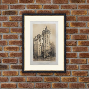 1864 Lithograph - Castles - Château de la Verdiere (Ille et Vilaine) - V. Petit, Architecture - 13.4x10in - Decoration, Large Prints