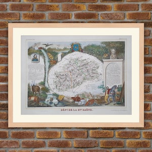 1850 Gravur Atlas Levasseur - Große Karte Französische Abteilung - Haute-Saône - 19,5x14,4in - Dekoration, Druck