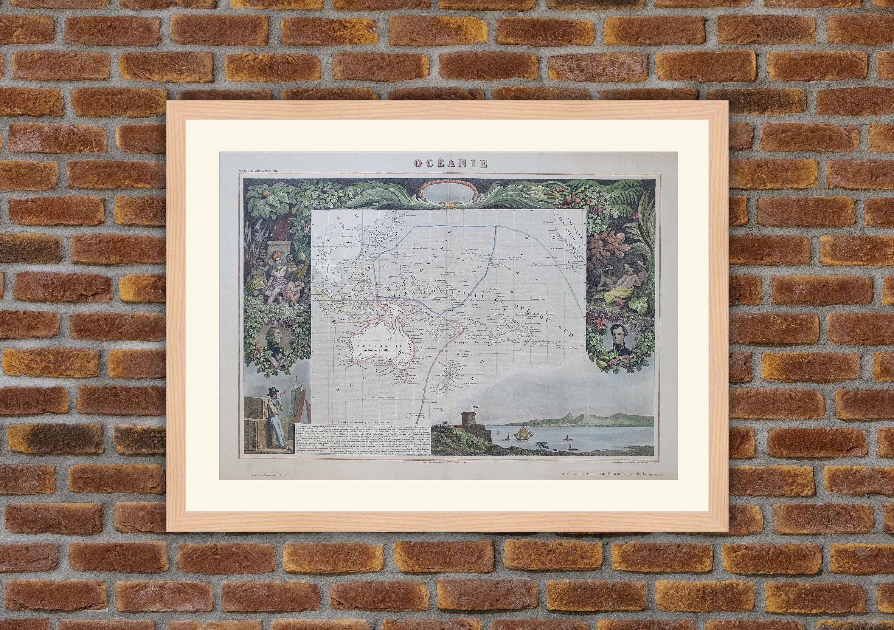 Carte Département Français - Océanie Gravure Couleurs 1850 Atlas National Levasseur