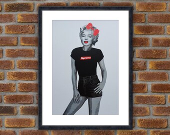 Street Art - DEATH NYC - Monroe Sup Red - 2018 Original signed serigraph - 12.6x17.7in - Decoration, Large Prints