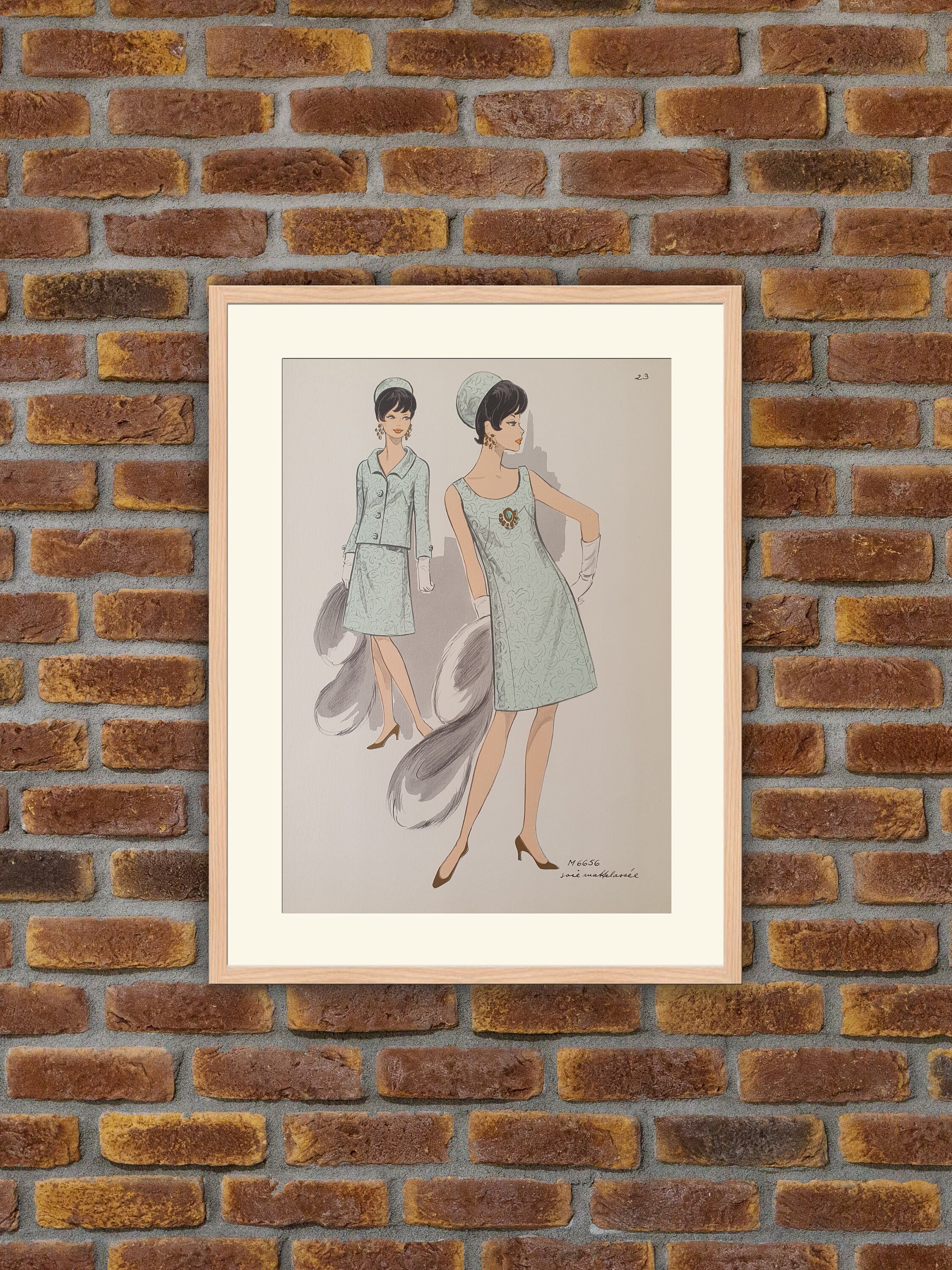 Haute Couture 1968 - Soie Matelassée Planche Imprimée Couleurs