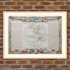 1766 incisione colorata - Globe World: Western Hemisphere - Atlas DESNOS - 15.2x21.3in - Decorazione, Stampe di grandi dimensioni