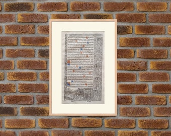 RARE: Page from A Book of Hours Printed On Parchment - Paris circa 1500, Middle Ages - 4 - 9.1x5.7in - Decoration, Print