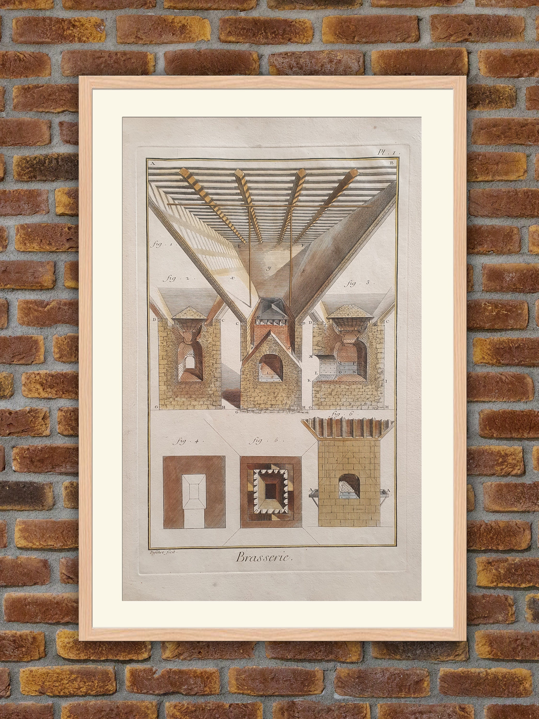 Metiers - Brasserie 1 Encyclopédie Diderot d'alembert 1750 Gravure Couleurs