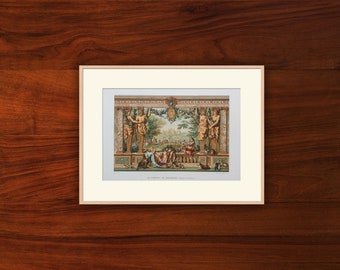 1860 color lithograph - The Château de Chambord, according to C. Le Brun - 7.9x11.4in - Decoration, antique print