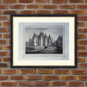 1828 Lithograph - French Castles - Château de Vigny (Val-d&#39;Oise) - Blancheton, Architecture - 20.1x13in - Decoration, Large Prints