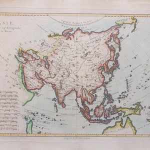 Gravure 1762 - Cartographie - Atlas - Asie (Chine, Russie, Moyen-Orient, Inde, Indonésie, Australie) - Rigobert BONNE