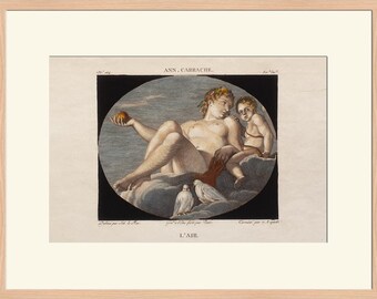 Pintura - Galería del Museo Napoleón - A. Carrache: L’Air - 1804 Grabado coloreado AM. Filhol / J. Lavallée - Decoración, Estampa
