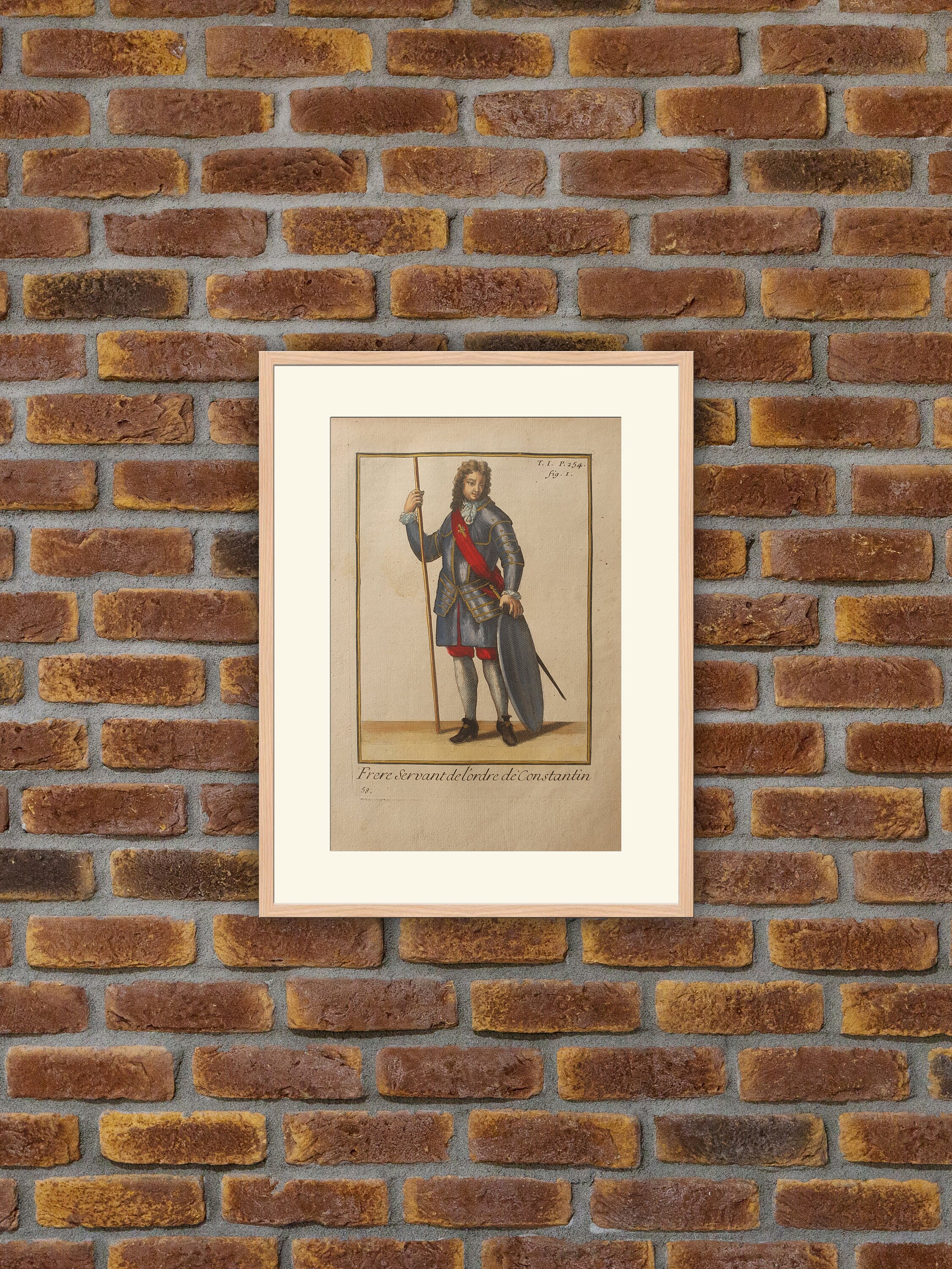 Ordres Militaires - Frère Servant de L'ordre Constantin Gravure Couleurs 1714 Hélyot