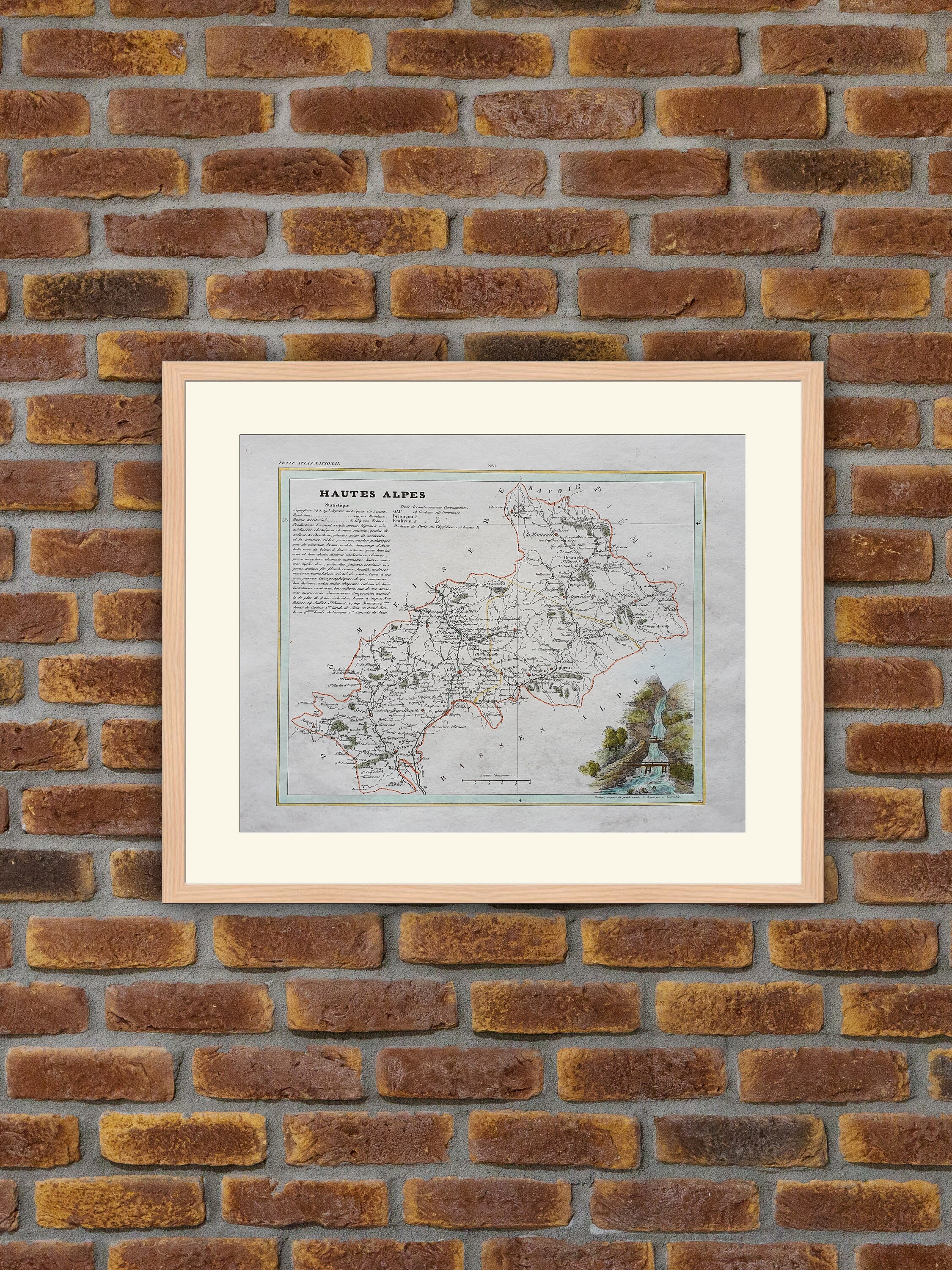 Carte de Département Français - Hautes-Alpes Gravure Couleurs 1833 Monin