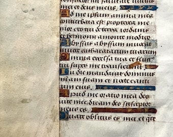 Raro, Enluminure: Feuillet de Manuscrit Medieval sur parchemin - XVeme siecle, Moyen-Age-66
