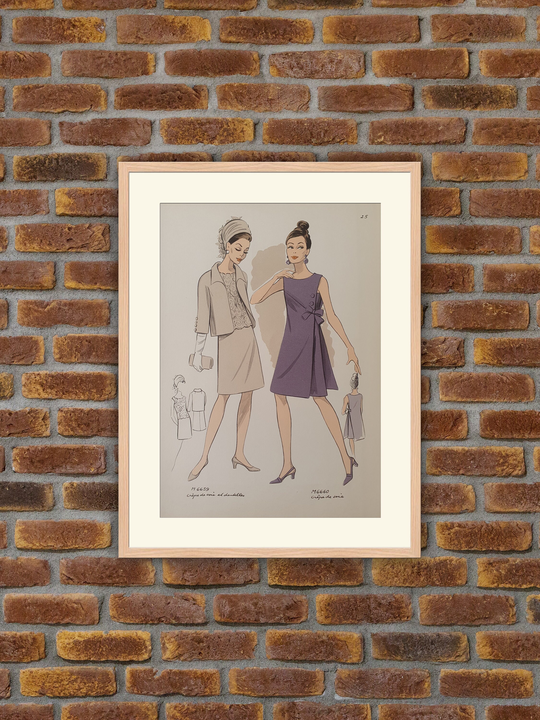 Haute Couture 1968 - Crêpe de Soie et Dentelles Planche Imprimée Couleurs