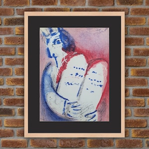 1956 Marc Chagall - La Bible - Moise - Original Lithograph / Mourlot Publishers - 14x10.2in - Decoration, Print
