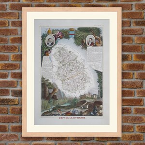 1850 Gravur Atlas Levasseur - Große Karte Französisches Departemment - Haute-Marne - 50x36cm - Dekoration, Print