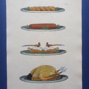 1872 colored engraving 270 Perdreaux piqués rôtis, 271: Selle de Chevreuil rôtie... U. Dubois La Cuisine Classique image 3