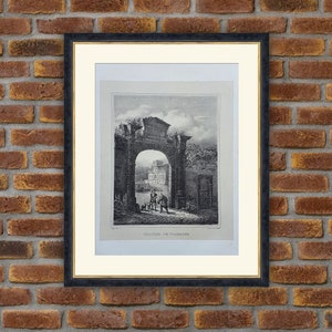 1828 Lithograph - French Castles - Château de Coarraze (Pyrénées-Atlantiques) - Blancheton, Architecture - Decoration, Large Prints