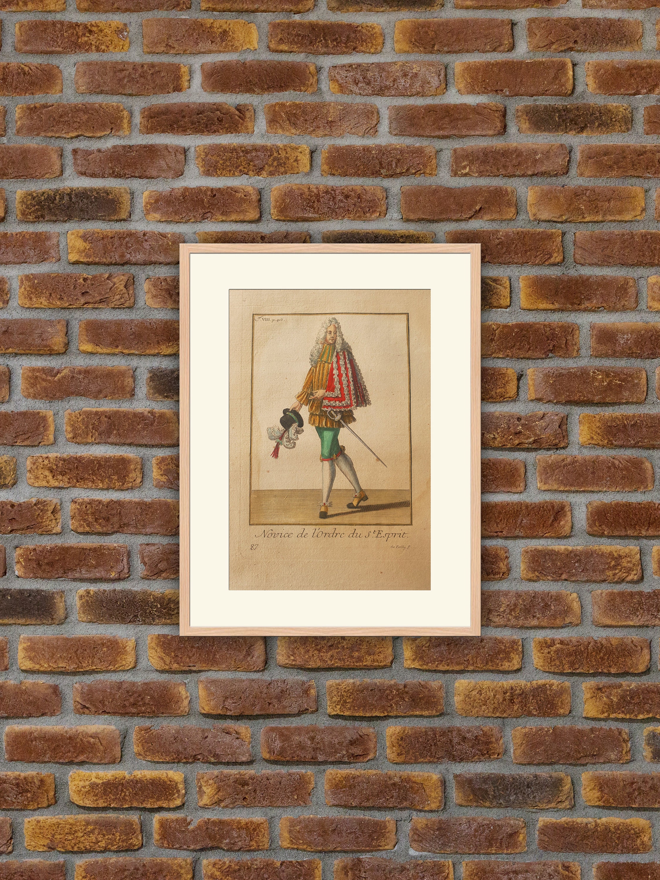 Ordres Militaires - Novice de L'ordre Du St Esprit Gravure Couleurs 1714 Hélyot