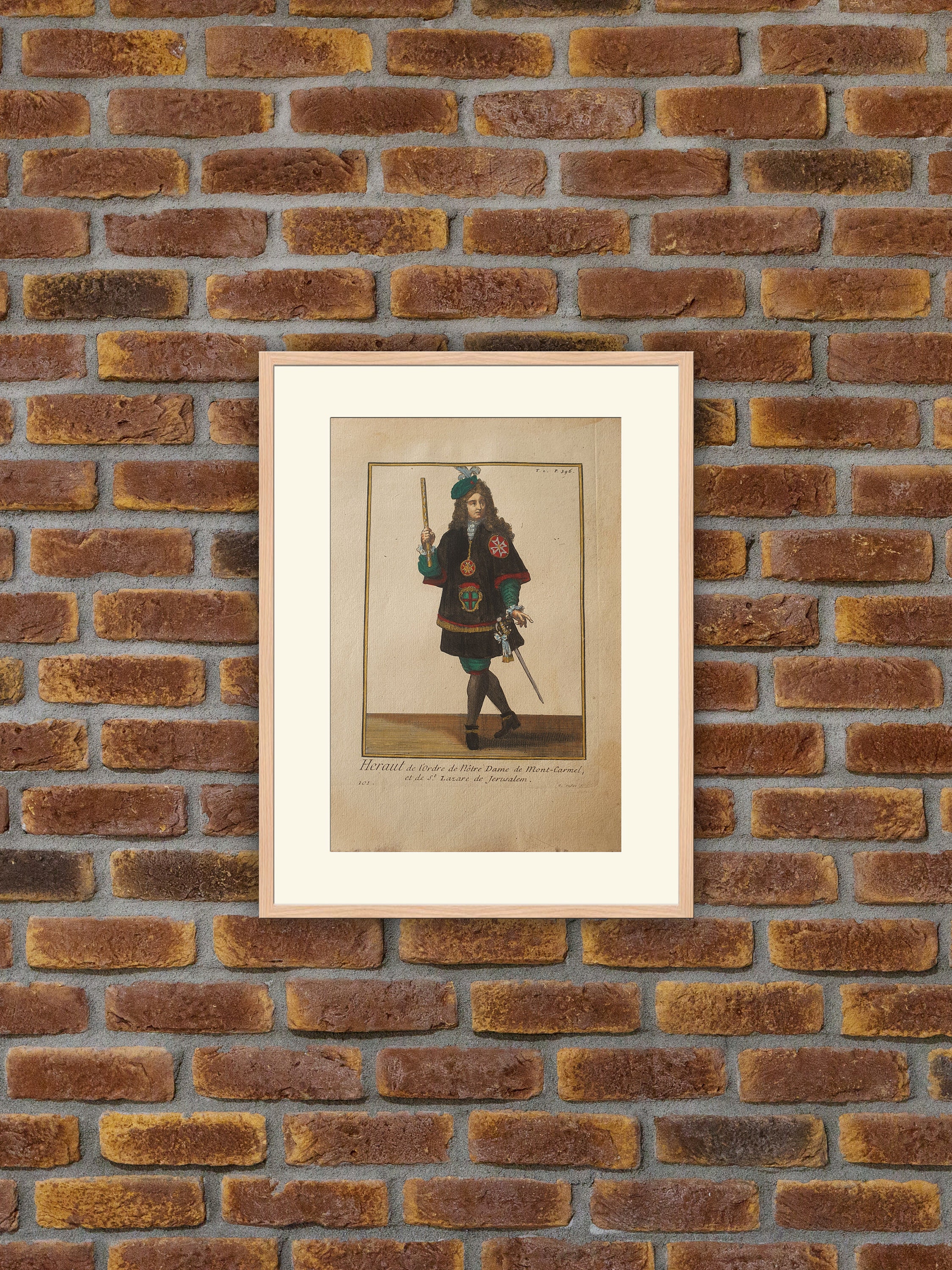 Ordres Militaires - Heraut de L'ordre Nôtre-Dame Mont-Caramel, et St Lazare Jérusalem Gravure Couleu