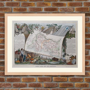 1850 Gravur Atlas Levasseur - Große Karte Französische Abteilung - Bouches-du-Rhône - 19,5x14,4in - Dekoration, Druck