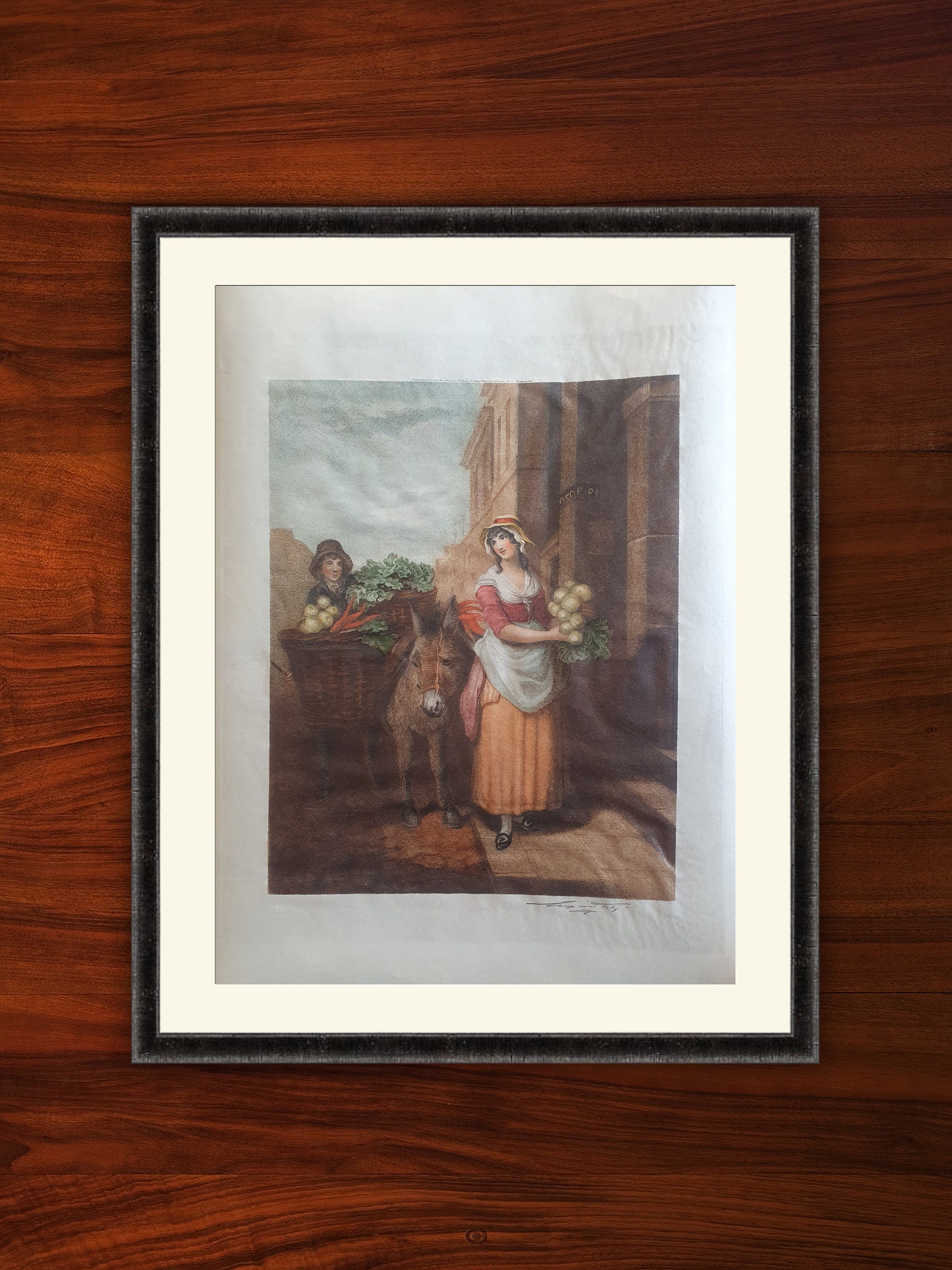 Peinture Xixe - Cris de Londres Francis Wheatley Marchands Rues Turnips & Carrots Gravure Couleurs X