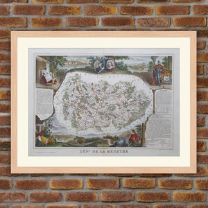 1850 Gravur Atlas Levasseur - Große Karte Französische Abteilung - Meurthe - 19,5x14,4in - Dekoration, Druck
