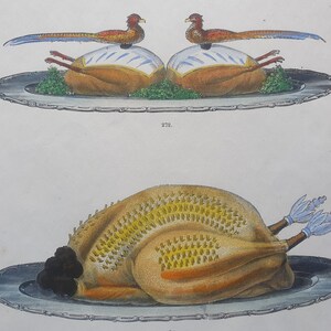 1872 colored engraving 270 Perdreaux piqués rôtis, 271: Selle de Chevreuil rôtie... U. Dubois La Cuisine Classique image 5