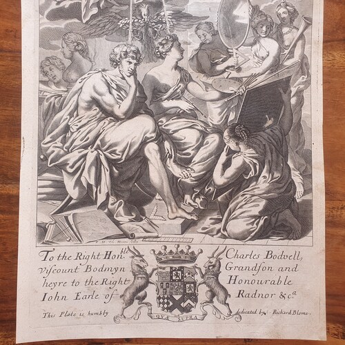 1686 copperplate engraving R. Blome The Gentlemen's Recreation - Painting - 14x9.1in - shops Decoration, Large Prints