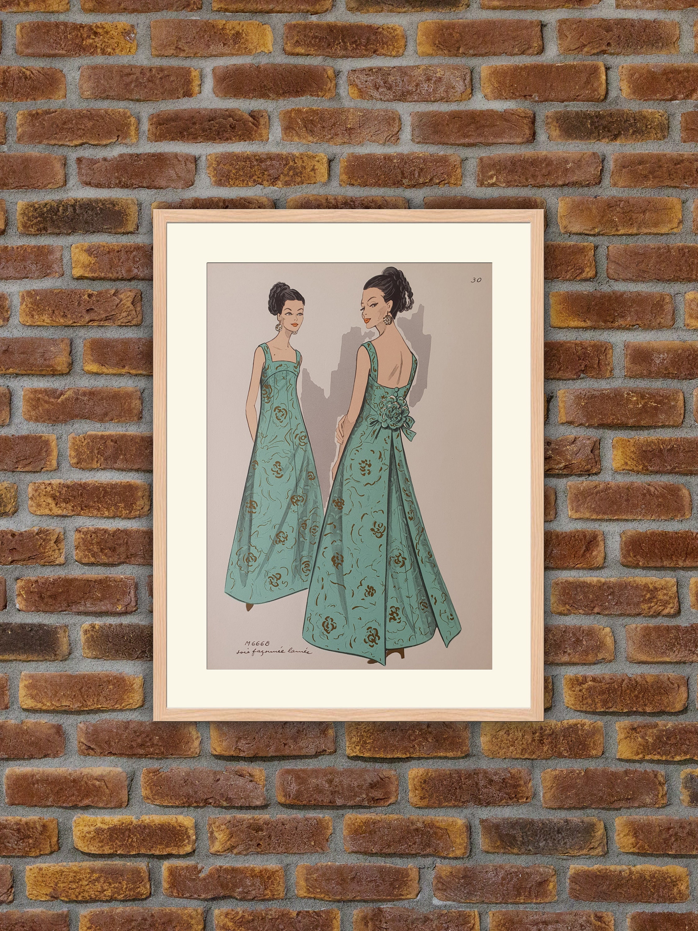 Haute Couture 1968 - Soie Façonnée Lainée Planche Imprimée Couleurs