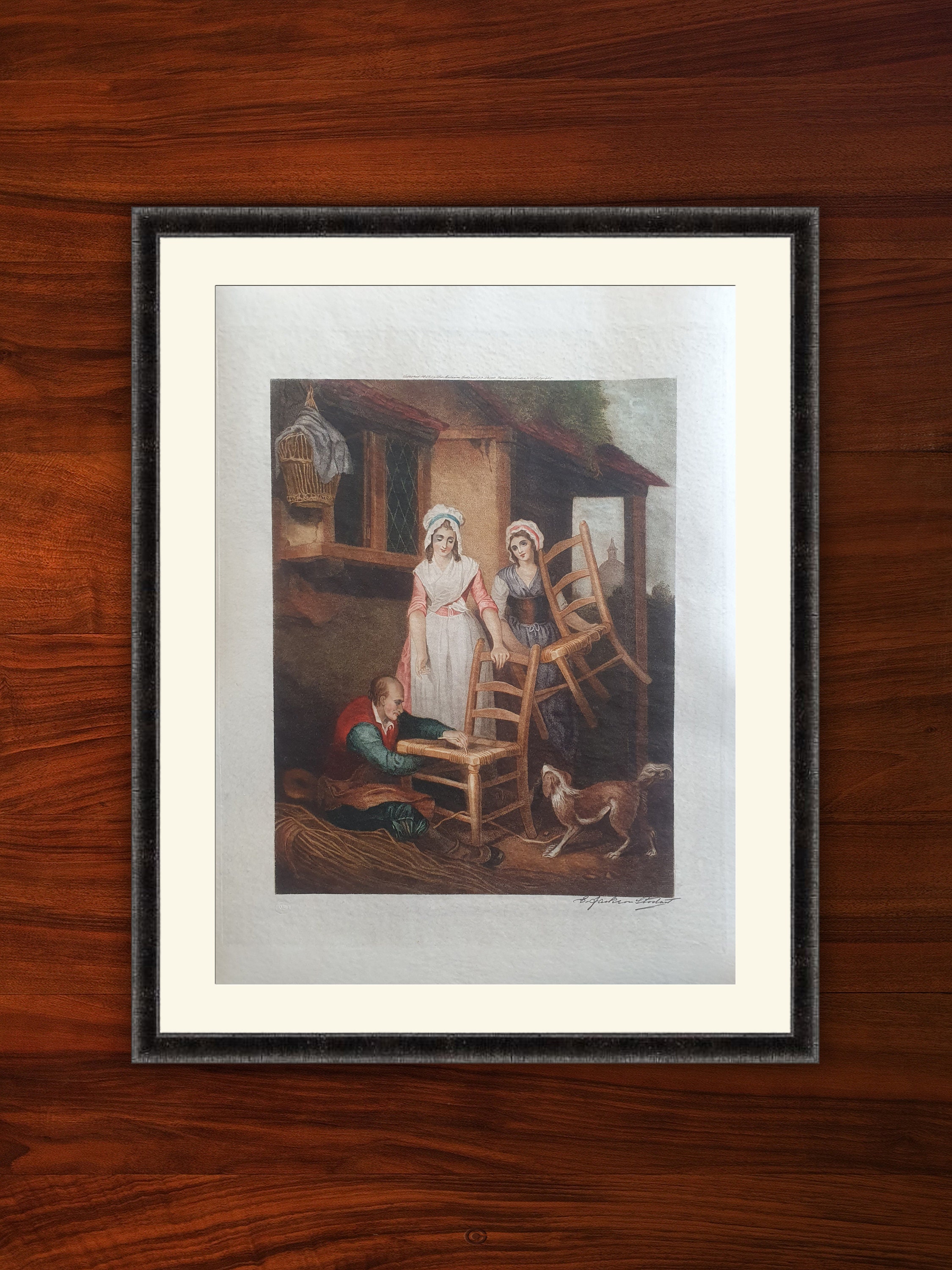 Peinture Xixe - Cris de Londres Francis Wheatley Marchands Rues Old Chairs To Mend Gravure Couleurs