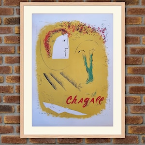 Poster von Maeght Gallery - &quot;Le Fond Jaune&quot; Marc Chagall - 100 Exemplare Sonderausgabe Original Lithographie - 1969 - 30,7x22,4in