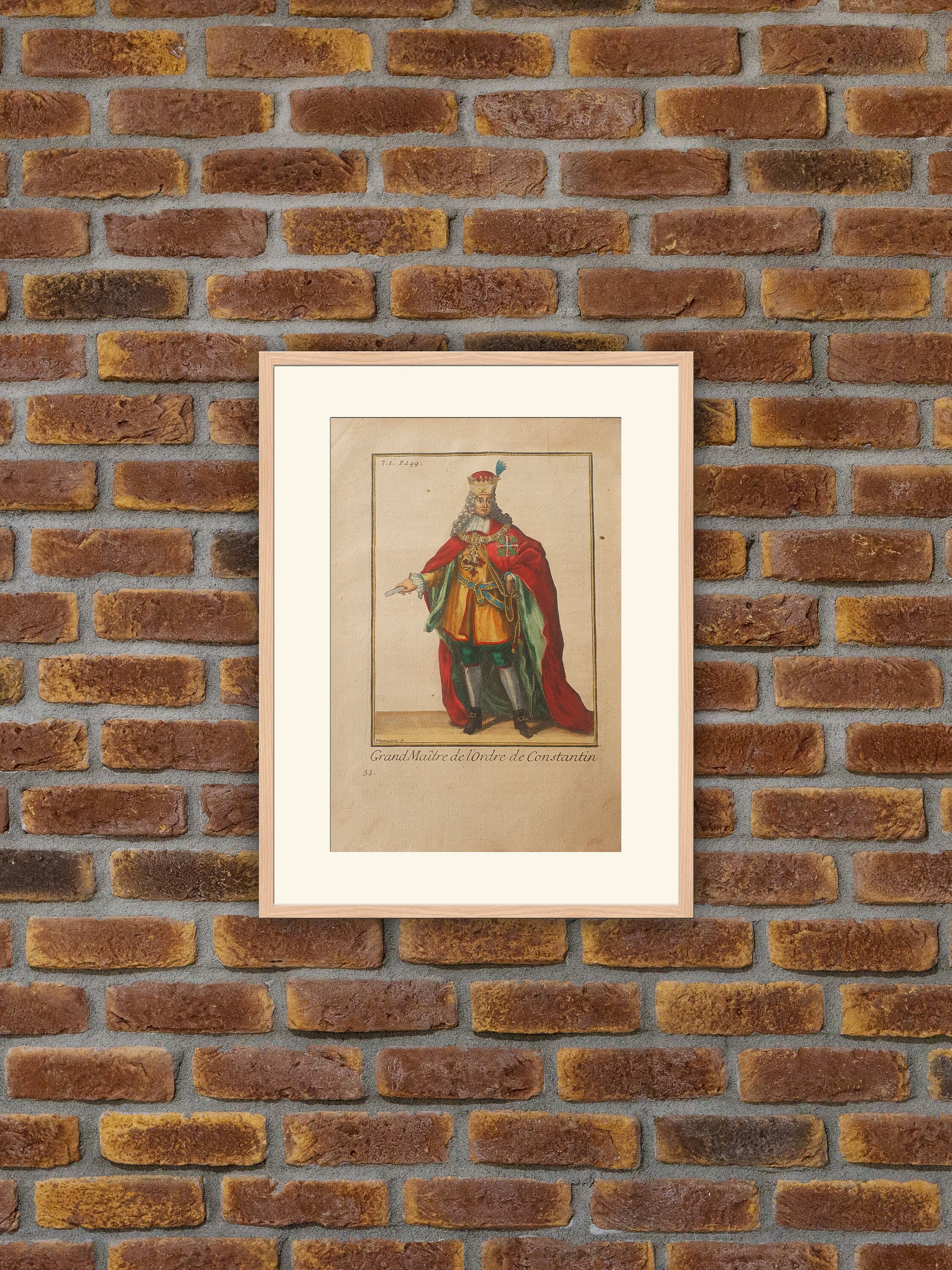 Ordres Militaires - Grand Maître de L'ordre Constantin Gravure Couleurs 1714 Hélyot