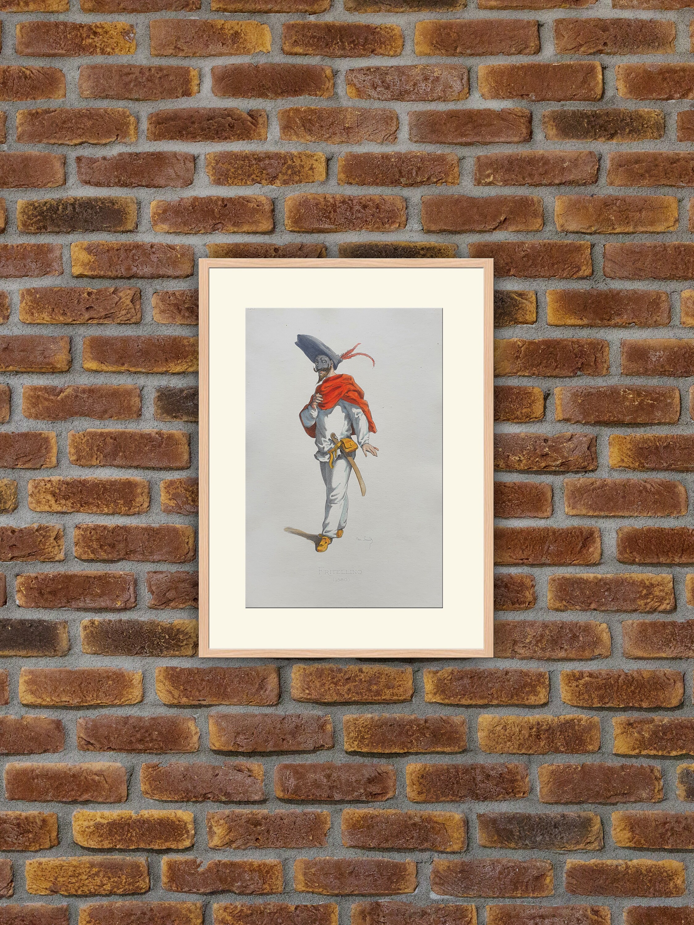 Théâtre - Masques et Bouffons Fritellino | 1580 M. Sand Commedia Dell'arte 1860 Gravure Couleurs