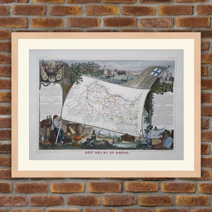 1850 Gravur Atlas Levasseur - Große Karte Französische Abteilung - Bouches-du-Rhône - 19,5x14,4in - Dekoration, Druck