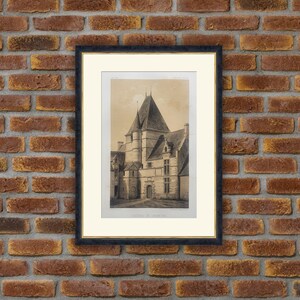 1864 Lithograph - Castles - Château de Cramesnil (Calvados) - V. Petit, Architecture - 13.4x10in - Decoration, Large Prints