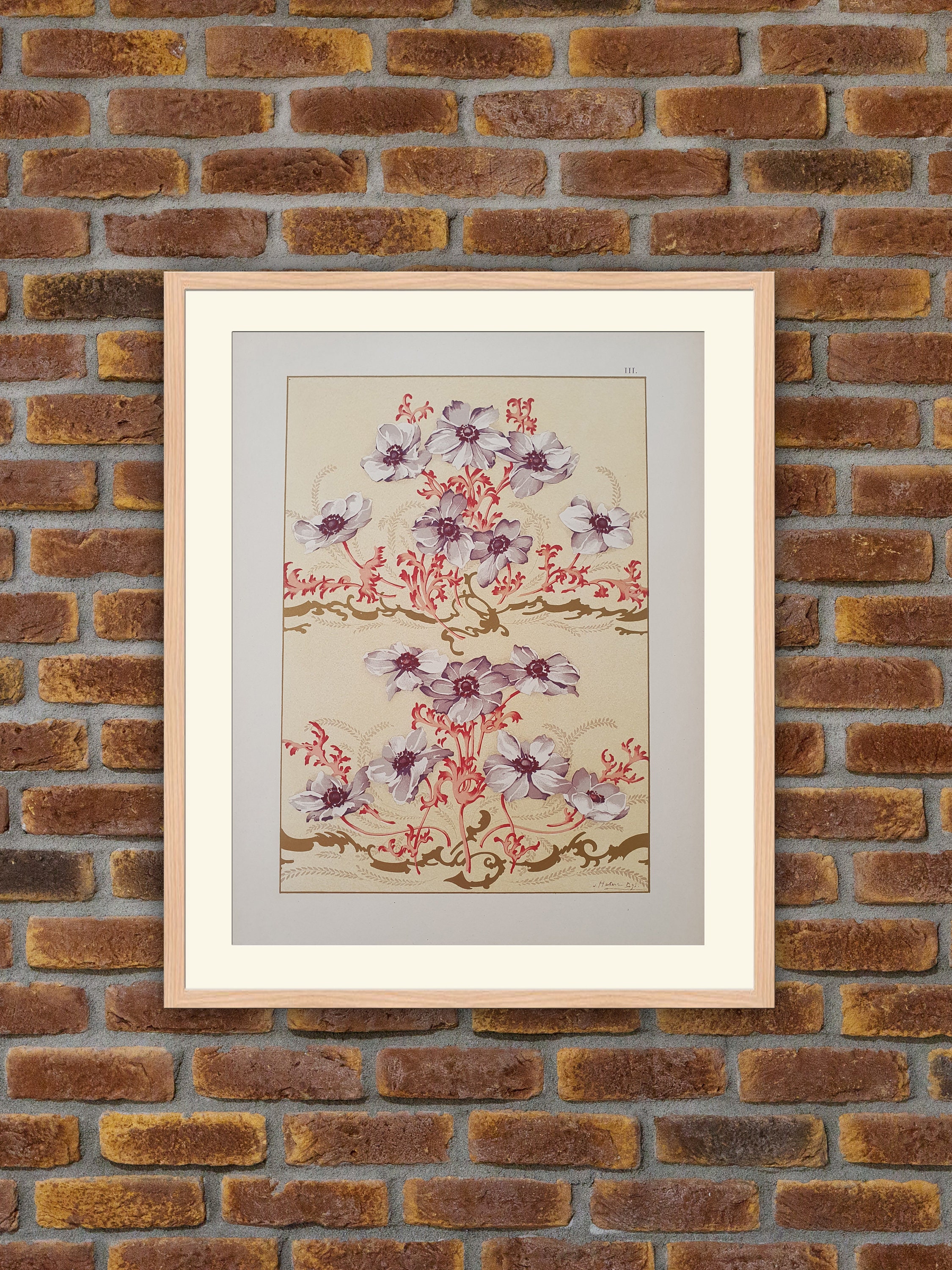 Lithographie Art Nouveau - Caprices Décoratifs Des Fleurs Habert Dys Iii. Anémone