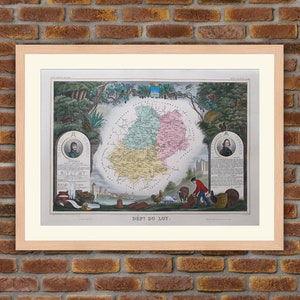 1850 Gravur Atlas Levasseur - Große Karte Französische Abteilung - Lot - 19,5x14,4in - Dekoration, Druck