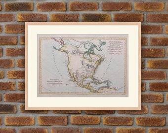1762 hand-colored engraving - Maps - North America (United States, Canada, Mexico, Central America) - Atlas R. BONNE